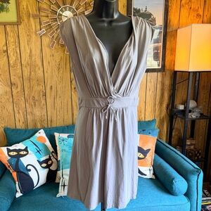 Old Navy 100% cotton gray sleeveless wrap mini dress
